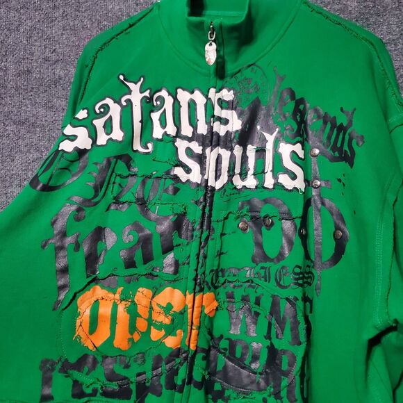 Blac Label Y2K Rock Royalty Full Zip Sweatshirt Mens 3XL Distressed Streetwear - Picture 2 of 16